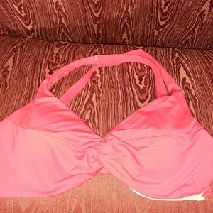 NORDSTROM BIKINI TOP REDISH CROSS BACK OR SHOULDERS WIRED SOLID NWT